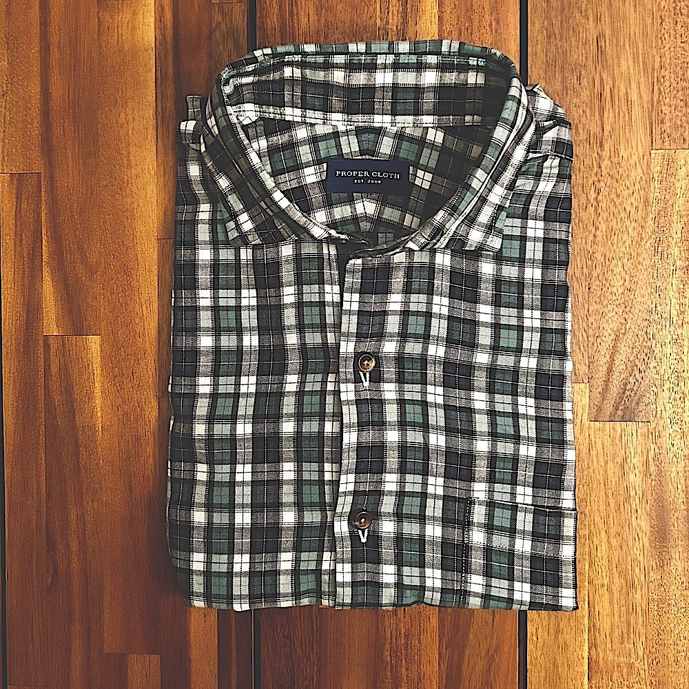 'Proper Cloth' Long Sleeved Plaid Button-Up Shirt